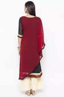 Maroon embroidered georgette ethnic-Kurti