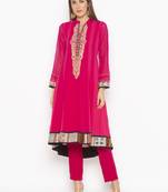 Pink embroidered georgette ethnic-Kurti