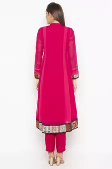 Pink embroidered georgette ethnic-Kurti