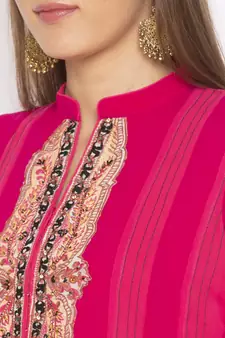 Pink embroidered georgette ethnic-Kurti