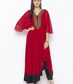 Maroon embroidered georgette ethnic-Kurti