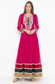 Pink embroidered georgette ethnic-Kurti