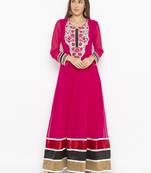 Pink embroidered georgette ethnic-Kurti