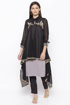 Black embroidered georgette ethnic-Kurti