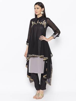 Black embroidered georgette ethnic-Kurti 2