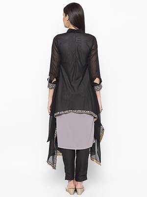 Black embroidered georgette ethnic-Kurti 3