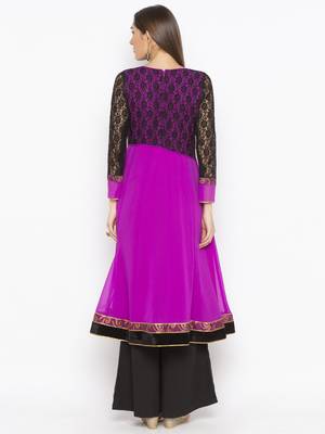 Pink embroidered georgette kurta &-sets 4
