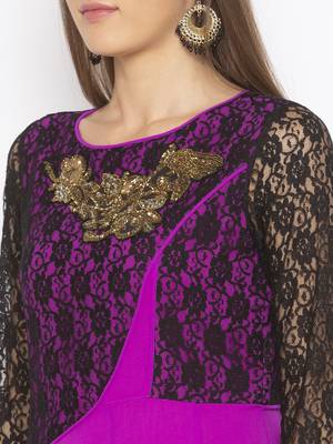 Pink embroidered georgette kurta &-sets 5