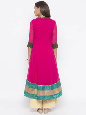 Pink embroidered georgette kurta &-sets 4