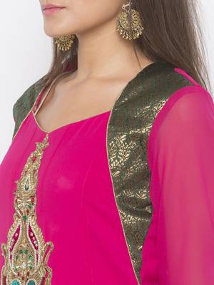 Pink embroidered georgette kurta &-sets 5
