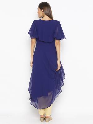 Blue embroidered georgette kurta &-sets 4