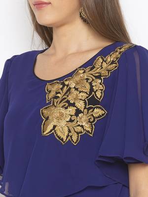 Blue embroidered georgette kurta &-sets 5
