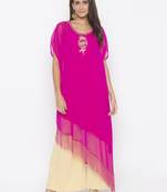 Pink embroidered georgette kurta &-sets