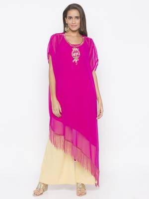 Pink embroidered georgette kurta &-sets 2