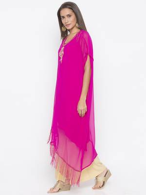 Pink embroidered georgette kurta &-sets 3