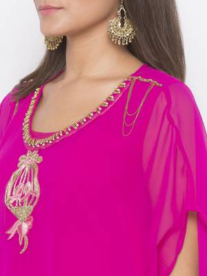 Pink embroidered georgette kurta &-sets 5