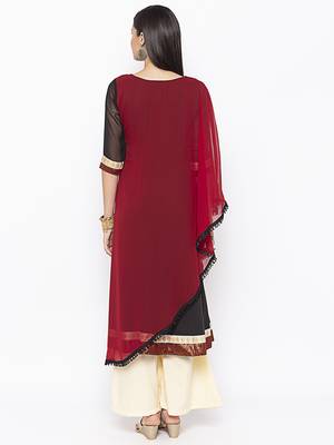 Maroon embroidered georgette kurta &-sets 4