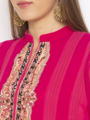 Pink embroidered georgette kurta &-sets 5