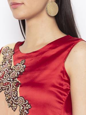 Beige embroidered georgette kurta &-sets 5