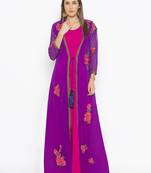 Purple embroidered georgette kurta &-sets
