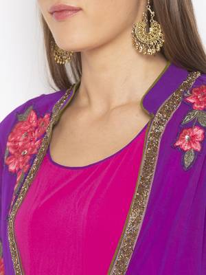 Purple embroidered georgette kurta &-sets 5