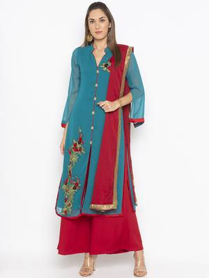 Green embroidered georgette salwar 1