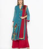 Green embroidered georgette salwar