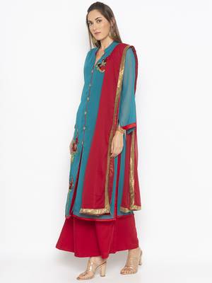 Green embroidered georgette salwar 2