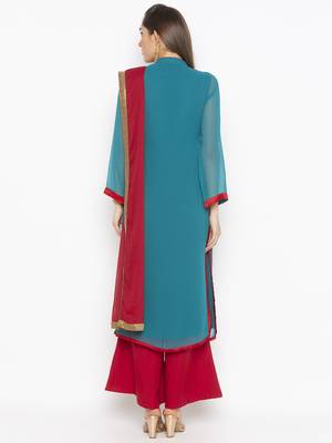 Green embroidered georgette salwar 3