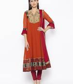 Brown embroidered georgette salwar