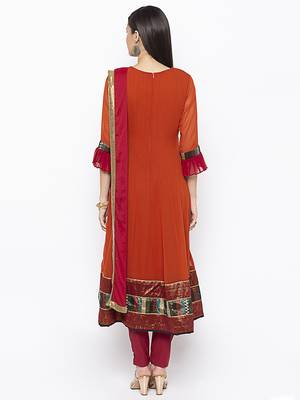 Brown embroidered georgette salwar 3