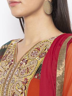 Brown embroidered georgette salwar 4