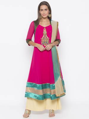 Pink embroidered georgette salwar 1