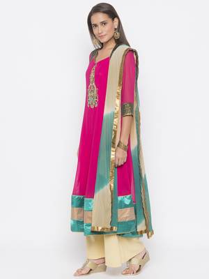 Pink embroidered georgette salwar 2
