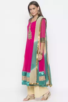 Pink embroidered georgette salwar