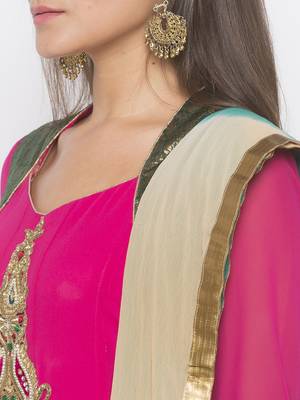 Pink embroidered georgette salwar 4