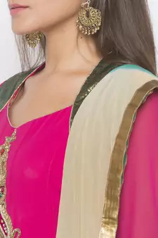 Pink embroidered georgette salwar
