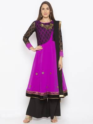Pink embroidered georgette salwar 1