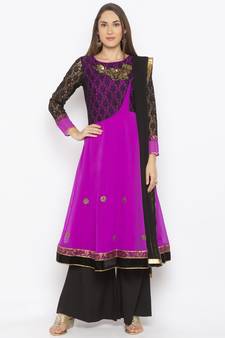 Pink embroidered georgette salwar