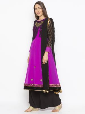 Pink embroidered georgette salwar 2
