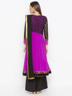 Pink embroidered georgette salwar 3