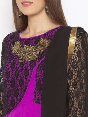 Pink embroidered georgette salwar 4
