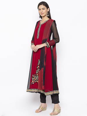 Maroon embroidered georgette salwar 1