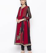 Maroon embroidered georgette salwar