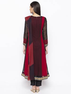 Maroon embroidered georgette salwar 2