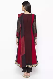 Maroon embroidered georgette salwar