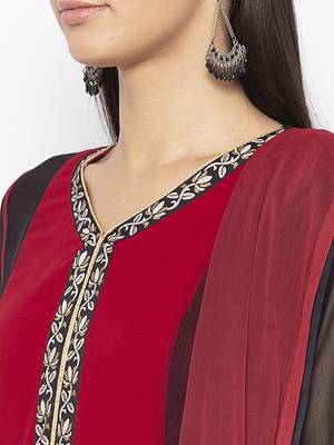 Maroon embroidered georgette salwar 3