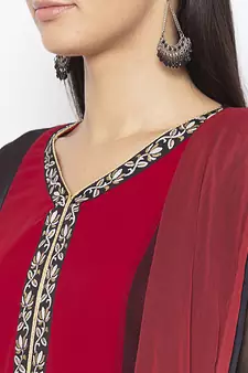 Maroon embroidered georgette salwar