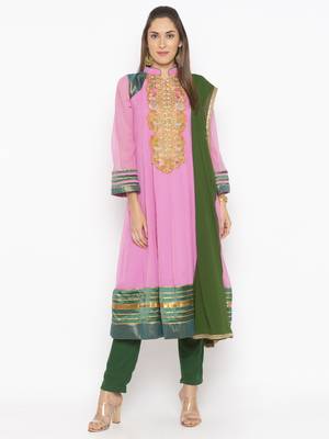 Light-pink embroidered georgette salwar 1
