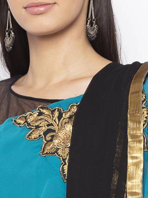 Blue embroidered georgette salwar 4